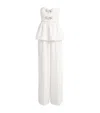 Self-portrait Organza Bow Peplum Jumpsuit In White