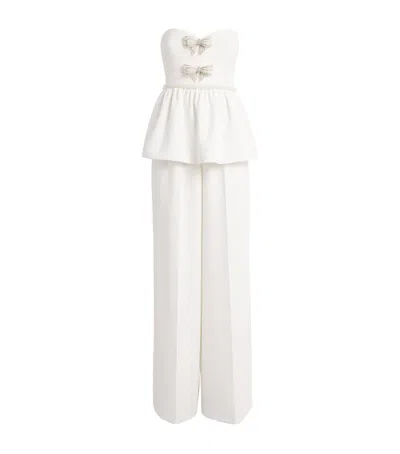 SELF-PORTRAIT ORGANZA BOW PEPLUM JUMPSUIT