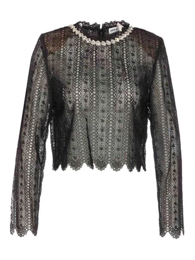 Self-portrait Embellished Trim Lace Blouse In Orange