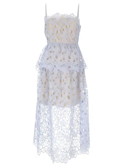 Self-portrait Organza Midi Dress In Blue