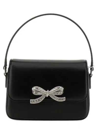 Self-portrait Micro Black Handbag With Bow Detail In Smooth Leather Woman