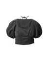 Shop Self-portrait Self Portrait Ottoman Crochet-trimmed Faille Top In Black Polyester
