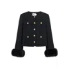 Self-portrait Faux Fur-cuff Buttoned Jacket In Black