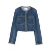 Self-portrait Braided-trim Denim Jacket In Blue