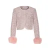 Self-portrait Crystal-embellished Tweed Jacket In Pink