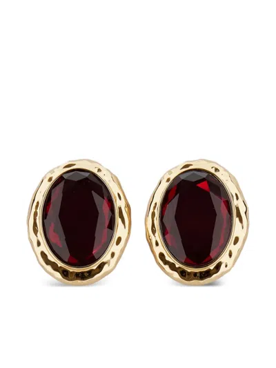 Self-portrait Oval-shape Earrings In Red