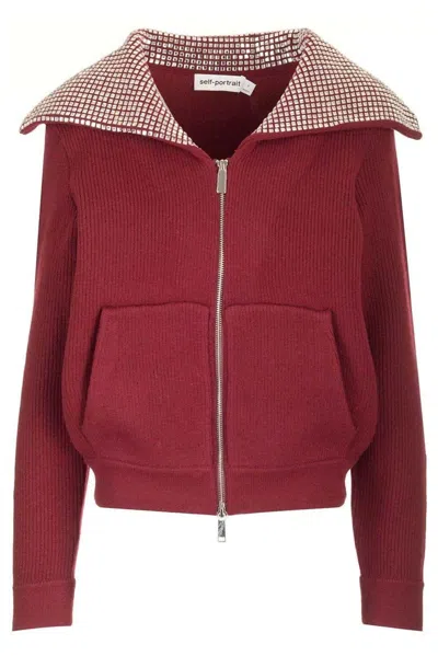 SELF-PORTRAIT OVERSIZED COLLAR CARDIGAN
