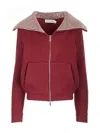 Self-portrait Oversized Collar Cardigan Jackets Bordeaux In Red