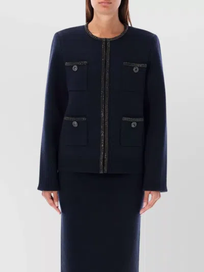 SELF-PORTRAIT OVERSIZED KNIT CARDIGAN WITH FOUR POCKETS
