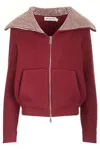 Self-portrait Oversized Collar Cardigan Jackets Bordeaux In Red