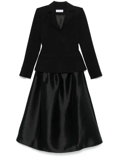 Self-portrait Panelled Midi Dress In Schwarz