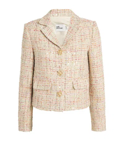 Self-portrait Pastel Bouclé Jacket In Multi