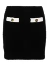 Self-portrait Ribbed Texture High-waisted Mini Length Skirt In Black