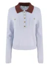 Self-portrait Sweater With Classic Contrast Collar In Blue