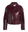 Self-portrait Cropped Burgundy Leather Jacket In Burgundy