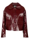 Self-portrait Burgundy Leather Jacket In Burgundy