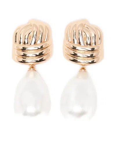 Self-portrait Pear-drop Earrings In Gold