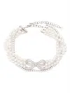 Self-portrait Pearl Bow Choker In Silver