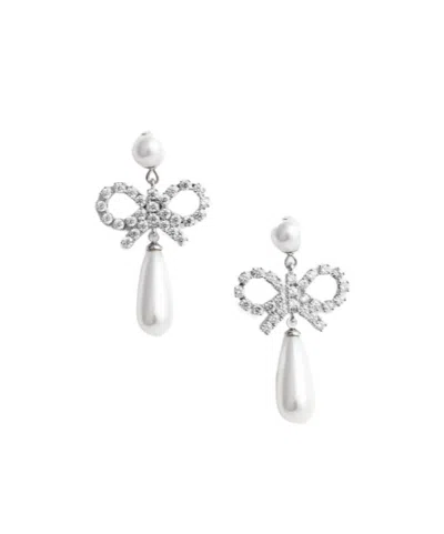 Self-portrait Pearl Bow Droplet Earrings