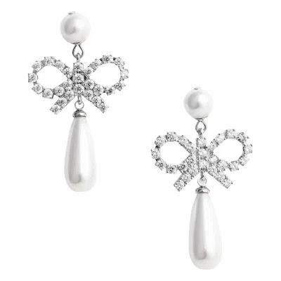 Self-portrait Pearl Bow Droplet Earrings