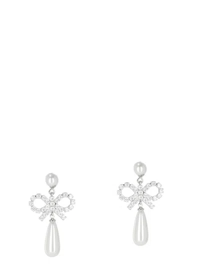 Self-portrait Pearl Bow Droplet Earrings