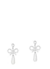 Self-portrait Pearl Bow Droplet Earrings In Metallic