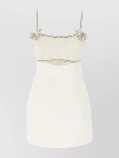 SELF-PORTRAIT PEARL BOW MINI DRESS WITH CUT-OUT DESIGN
