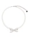 Self-portrait Pearl Bow Necklace Jewelry White In Yellow