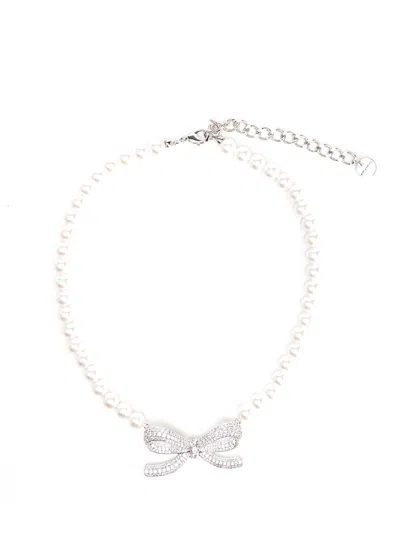 Self-portrait Pearl Bow Necklace Jewelry White