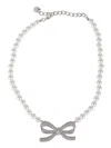 Self-portrait Pearl Bow Necklace In White