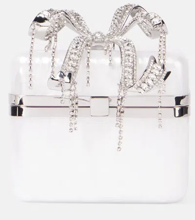Self-portrait Verzierte Schultertasche Pearl Bow In Weiss