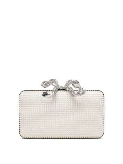 Self-portrait Pearl Box Clutch In Satin