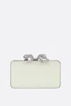 Self-portrait Pearl Box Clutch In Satin In White