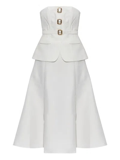 SELF-PORTRAIT PEARL-BUTTON MIDI DRESS