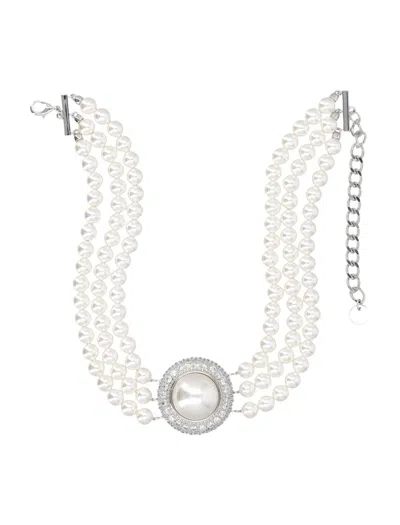 Self-portrait Pearl Choker In Silver