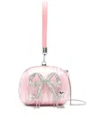 Self-portrait Bow Crystal-embellished Pearlescent Clutch In Pink