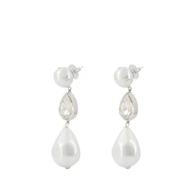 SELF-PORTRAIT SELF-PORTRAIT PEARL CRYSTAL DROPLET EARRINGS - OTHERS - WHITE