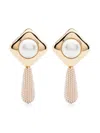 Self-portrait Pearl Crystal Earrings In Gold