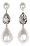 Self-portrait Pearl Crystal Droplet Earrings In Silver