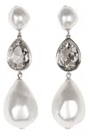 Self-portrait Pearl Crystal Droplet Earrings In Silver