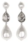 Self-portrait Pearl Crystal Droplet Earrings In Silver