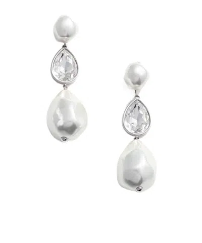 Self-portrait Pearl Drop Earrings In White