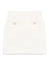 Self-portrait Textured Beige Skirt With Decorative Pockets In White