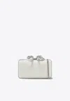 Self-portrait Pearl Embellished Box Clutch In White