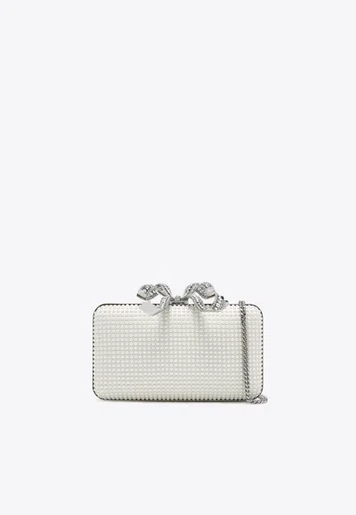 Self-portrait Pearl Embellished Box Clutch In White
