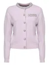 Self-portrait Womens Round-neck Crystal-embellished Knit Cardigan Lilac In Purple