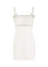 Self-portrait White Dress With Applied Rhinestones On The Front And Cut-out Detail In Tech Fabric Woman In White