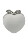 Self-portrait Pearl-embellished Heart Clutch Bag In White