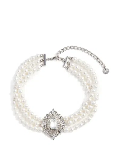 Self-portrait Pearl-embellished Necklace In Multi