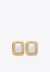 Self-portrait Pearl-embellished Stud Earrings In Gold